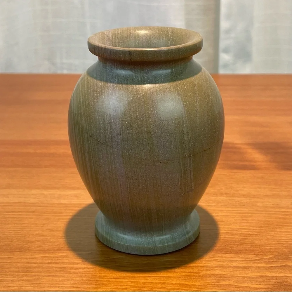 VTG Carved Stone Marble Miniature Bud Vase 4” Tall Green Earth Tone Natural - Picture 6 of 16